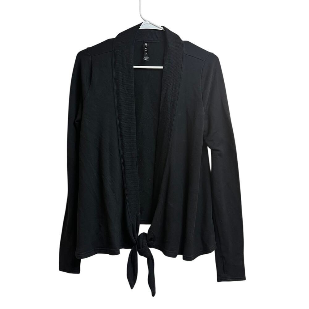Athleta Open Front Knot Tie Black Cardigans with Thumb Holes XS